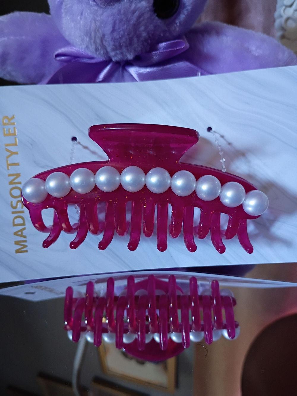 Madison Pink Pearl-Trim Hair Claw Clip